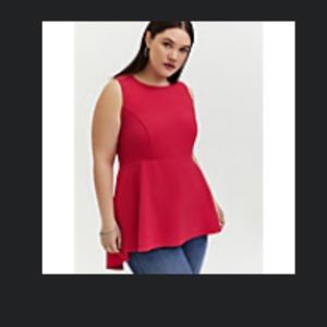 Torrid Fuscia PinkTextured Ponte Hi-Low Peplum Top